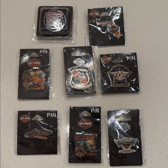 Harley-Davidson Other - 8 pc Harley-Davidson Men's Pin Collection - Black, Silver, and Orange